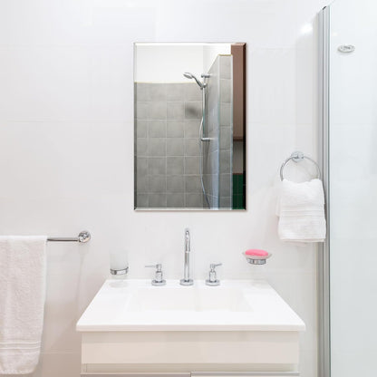 Rectangle Wall Mirror Frameless Bathroom Mirror 16” X 24" Beveled Edge Mirror for Vanity and Entryway