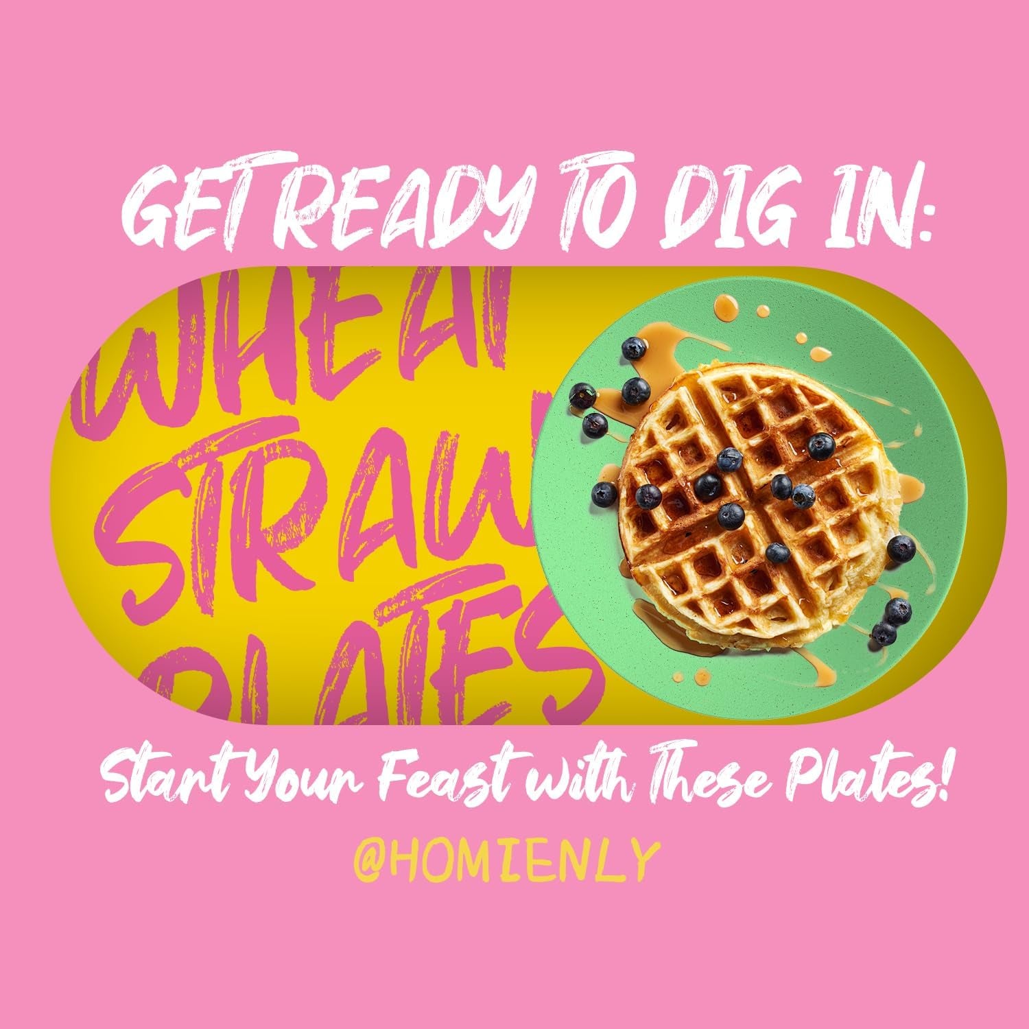 Wheat Straw Dinner Plates Set of 8 - 9 Inch Microwave Safe Picnic and Dessert Plates, Memphis Series