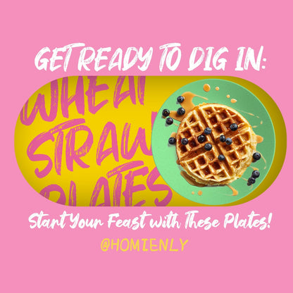 Wheat Straw Dinner Plates Set of 8 - 9 Inch Microwave Safe Picnic and Dessert Plates, Memphis Series