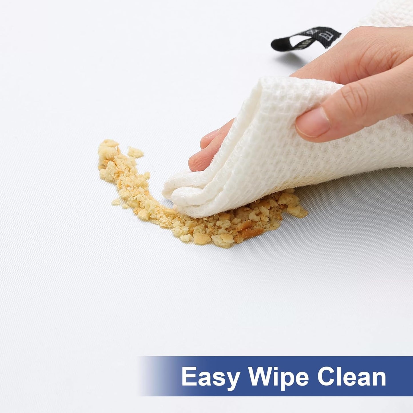 Rectangle Table Cloth Cover, Waterproof Polyester Elastic Fitted Tablecloth, Fits for 6 Foot Folding Tables, Washable Table Protector for Picnic, Camping, Outdoor (White, 30" X 72")