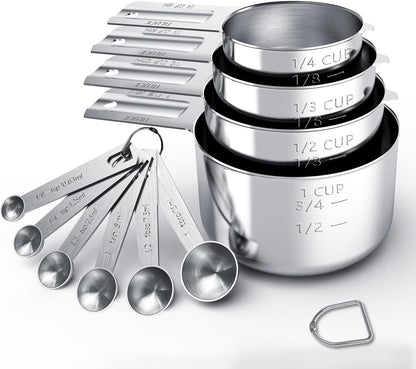 Stainless Steel Measuring Cups & Spoons Set, Cups and Spoons,Kitchen Gadgets for Cooking & Baking (10)