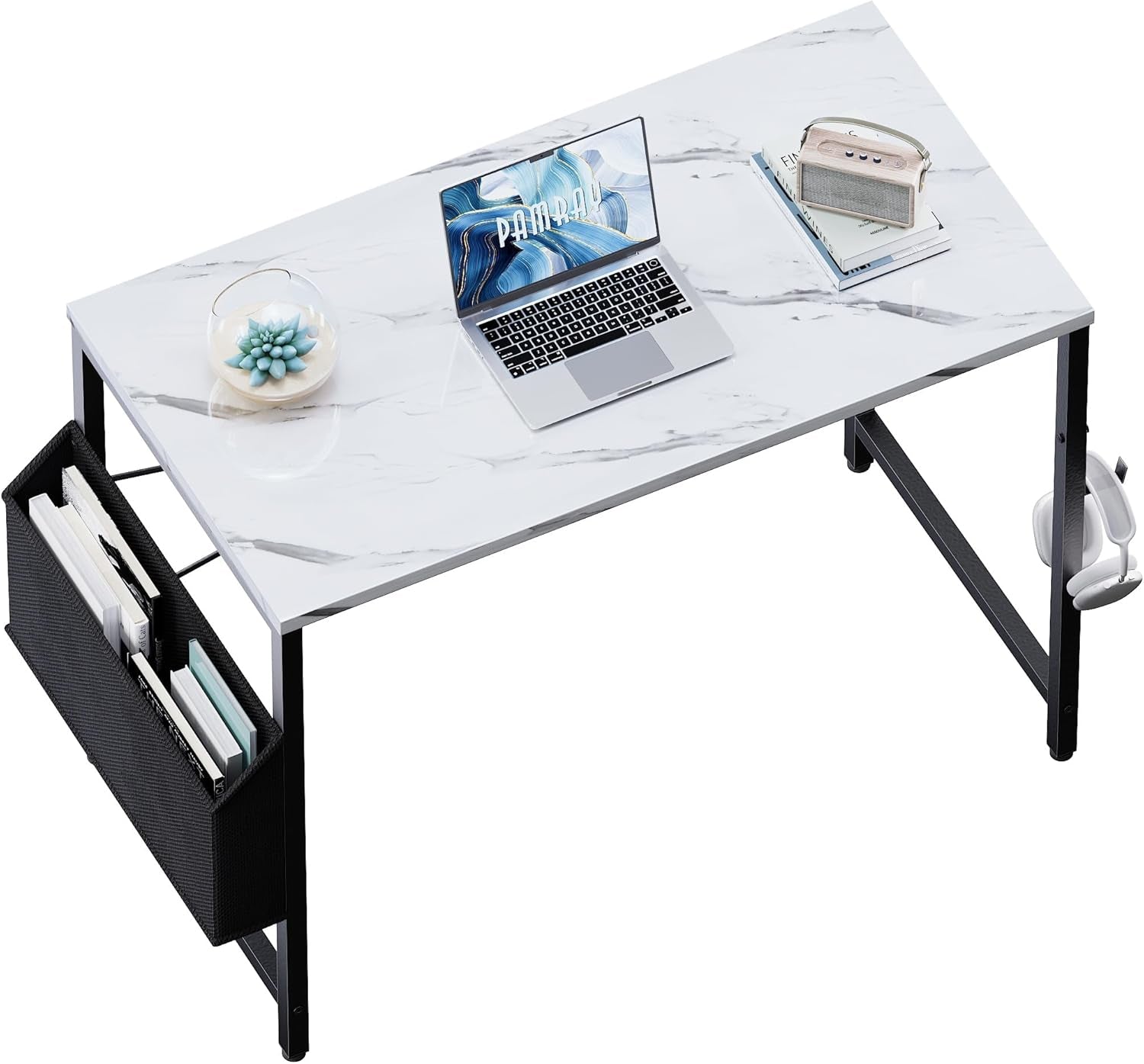 32 Inch Computer Desk for Small Spaces with Storage Bag, Home Office Work Desk with Headphone Hook, Small Study Writing Table