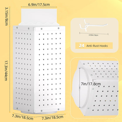 Metal Spinning Peg Board Display Stand with Removable Hooks – Earring Display Stands, Jewelry Display for Vendors White