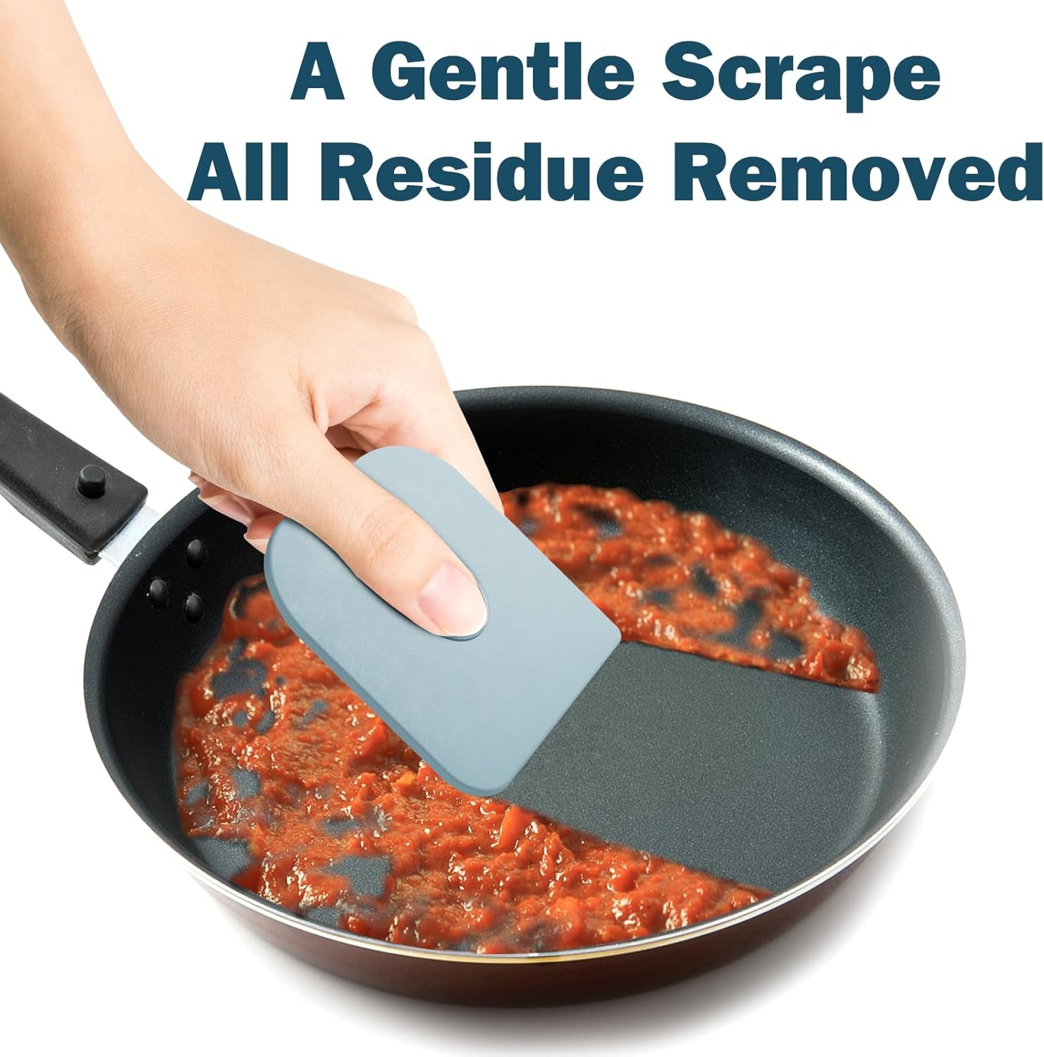 5 Pcs Pan and Pot Scraper -Aqua, Nylon Silicone 2 in 1 Kitchen Dish Scraper