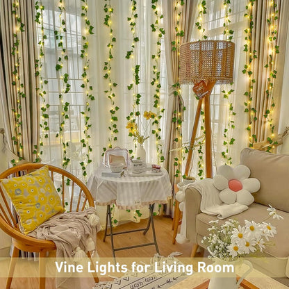 Vines Lights for Bedroom, 200 LED Vines Fairy Lights, Artificial Ivy Leaf Light for Wall Curtain Wedding Party Indoor Decor, 6.5Ft X 6.5Ft with Remote