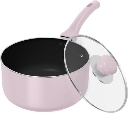 Detachable Handle Nonstick Saucepan with Glass Lid, Multipurpose Use for Home, Kitchen or Restaurant (Purple)
