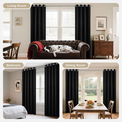 84-Inch Thermal Insulated Blackout Curtains for Bedroom - Room Darkening Light Blocking Drapes with Grommets, Noise Reduction & Wrinkle-Free Design, Set of 2 Panels for Living Room Windows