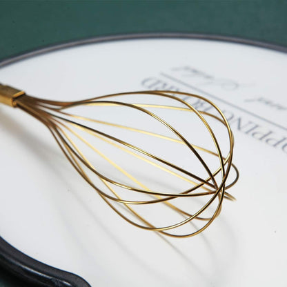 Gold-Plated Titanium Whisk Set - Stainless Steel Balloon Whisk for Cooking, Baking, Blending, and Beating - Dishwasher Safe and Easy to Clean