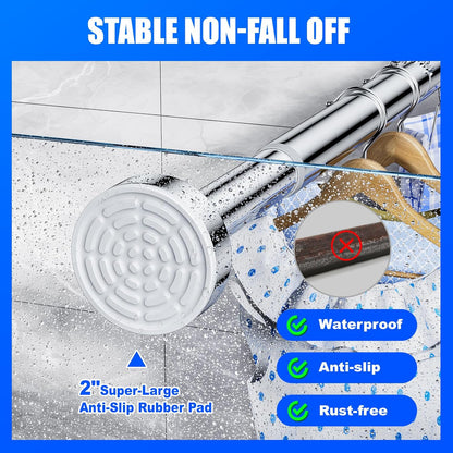 Shower Curtain Rod Tension - 26-76 Inch Never Rust Non-Slip Spring Tension Curtain Rod No Drilling Stainless Steel Curtain Rod Use Bathroom Kitchen（Silver）