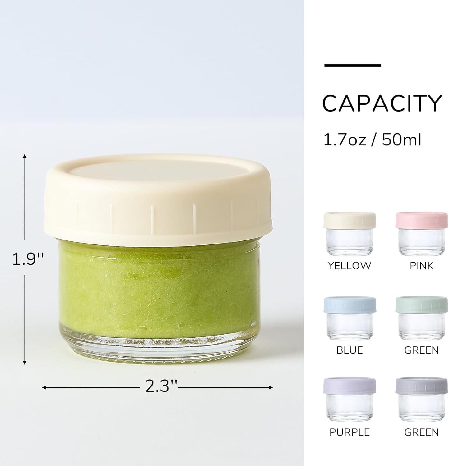 [6 Pack] Salad Dressing Container to Go, 1.7 Oz Glass Small Condiment Container with Lids, Dipping Sauce Cups Set, Leakproof Reusable Sauce Containers for Lunch Box Work Trip.