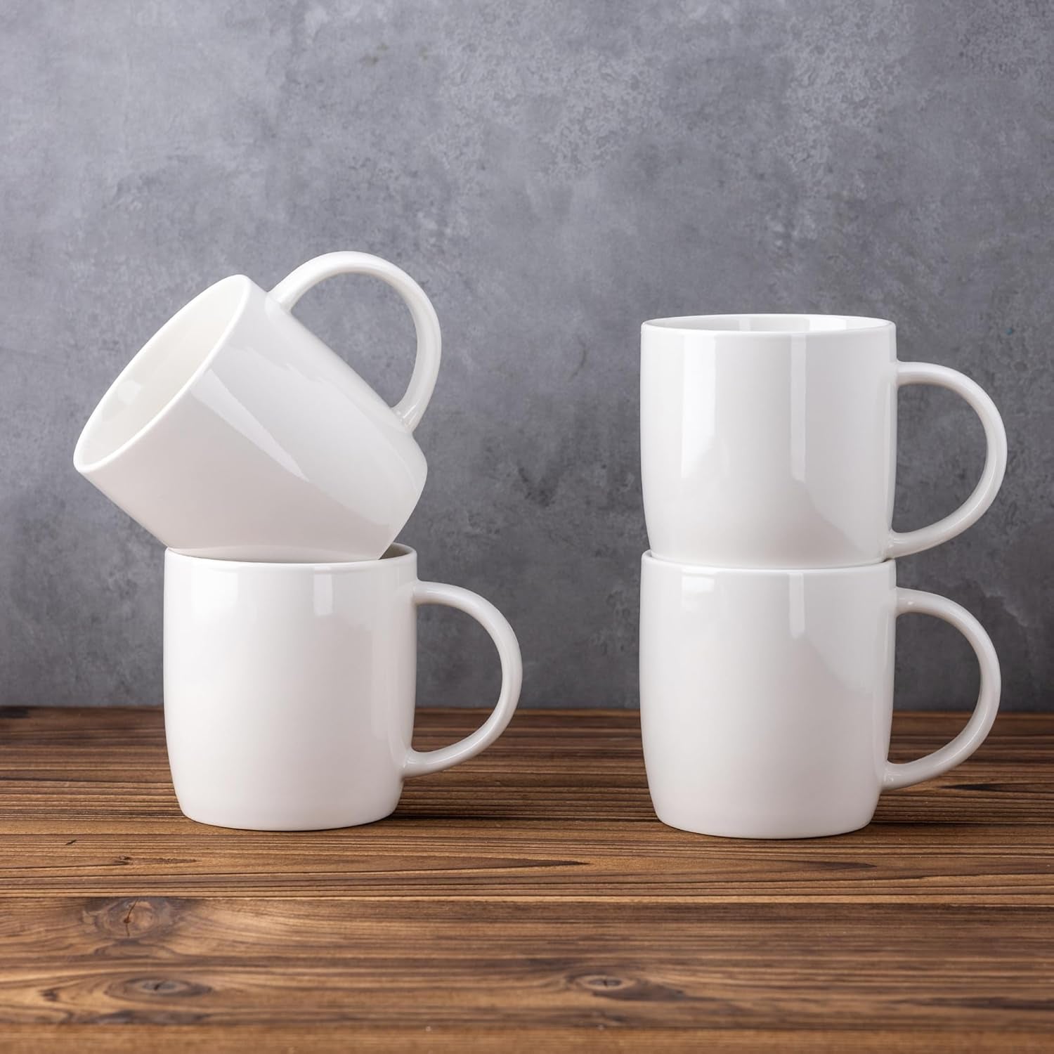 12 oz Ceramic Coffee Mugs Set of 12 with Large Handle - Lightweight, Dishwasher & Microwave Safe for Latte, Cappuccino, Cocoa, and Milk