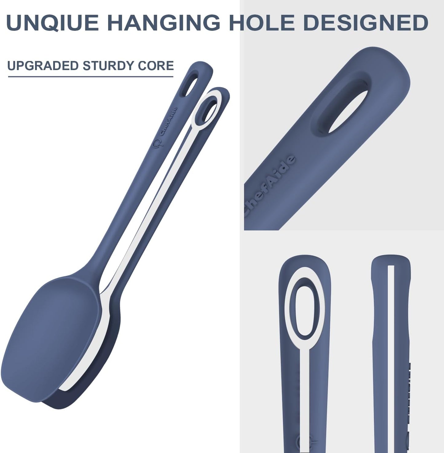 5 Pieces Silicone Spatula Set, Food Grade Rubber Spatula, Upgrade Strong Handle with Ergonomic Grip, Heat Resistant up to 600°F for Nonstick Cookware, Cooking