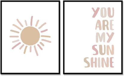 You Are My Sunshine, Set of 2 Prints, Kids Room Decor, Sunshine Wall Art, Nursery Decor, Nursery Room Wall Decor, Sunshine Decor, Bedroom Wall Art, UNFRAMED (11X14 INCH)