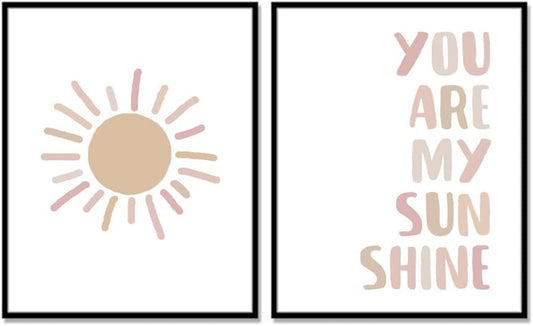 You Are My Sunshine, Set of 2 Prints, Kids Room Decor, Sunshine Wall Art, Nursery Decor, Nursery Room Wall Decor, Sunshine Decor, Bedroom Wall Art, UNFRAMED (11X14 INCH)