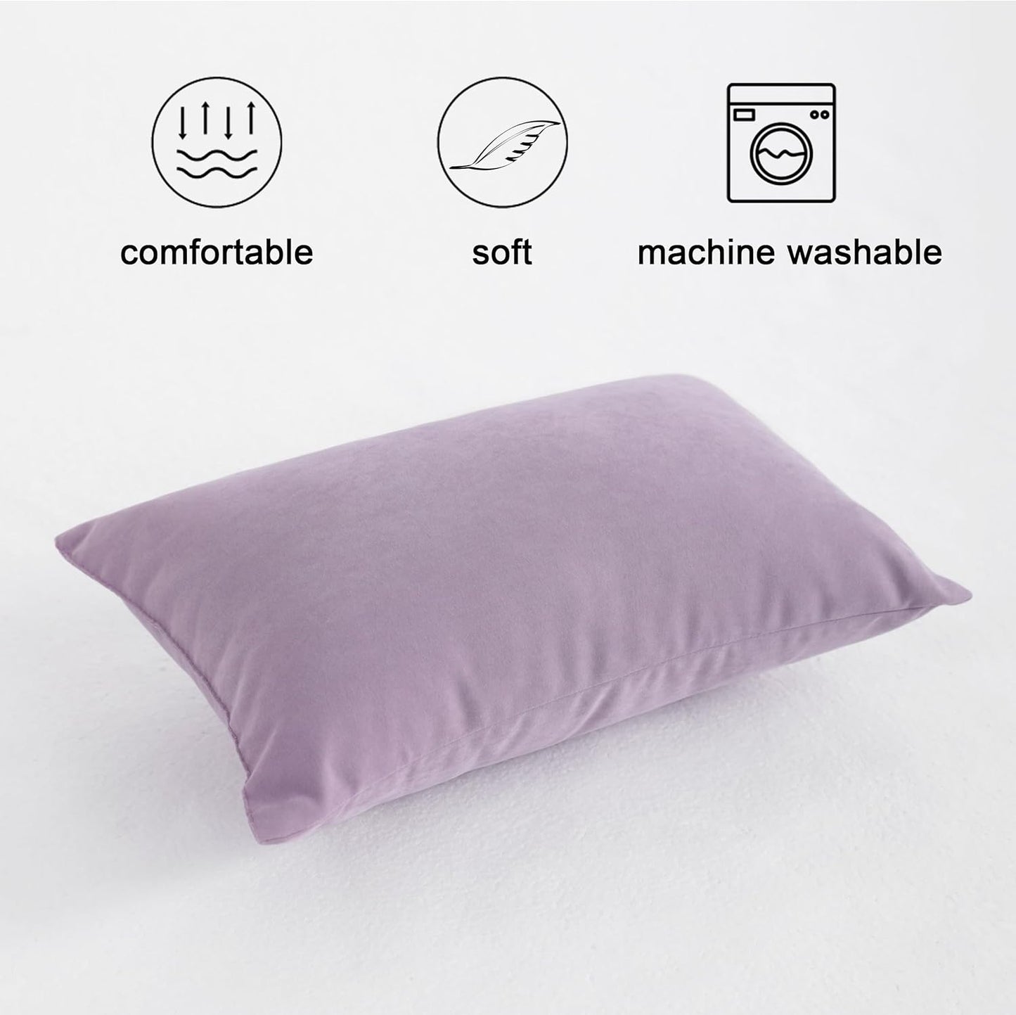 2 Pack Microfiber Tiny Pillows - 11X7 Inches, Soft Small Pillows for Sleeping, Traveling, and Napping in Lavender