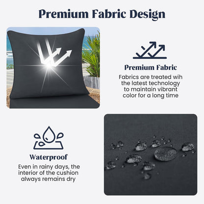 ® Outdoor Seat Cushions 24 X 24 X 5.75 Inch, Waterproof & Fade Resistant Patio Furniture Replacement Cushions with Removable Cover for Chair, Sofa, Couch, Wicker, Dark Gray
