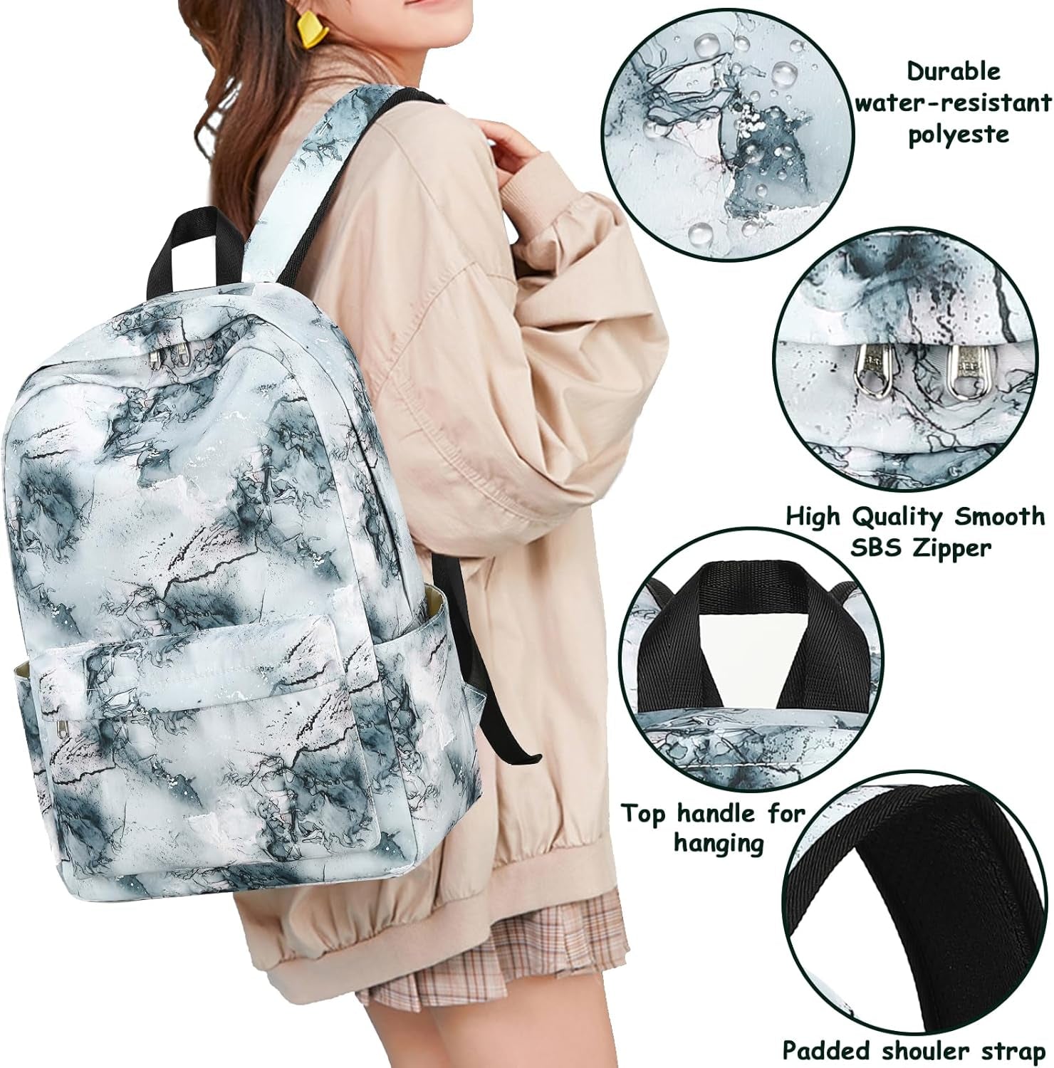 Teen Girls School Backpack Kids Bookbag Set with Lunch Box Pencil Case Travel Laptop Backpack Casual Daypacks