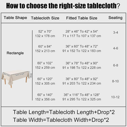 Rectangle Table Cloth Linen Textured, Waterproof Spillproof Anti-Wrinkle Burlap Tablecloth, Washable Decorative Fabric Table Cover for Dining, Party, Banquet, 52 X 70 Inch, Beige