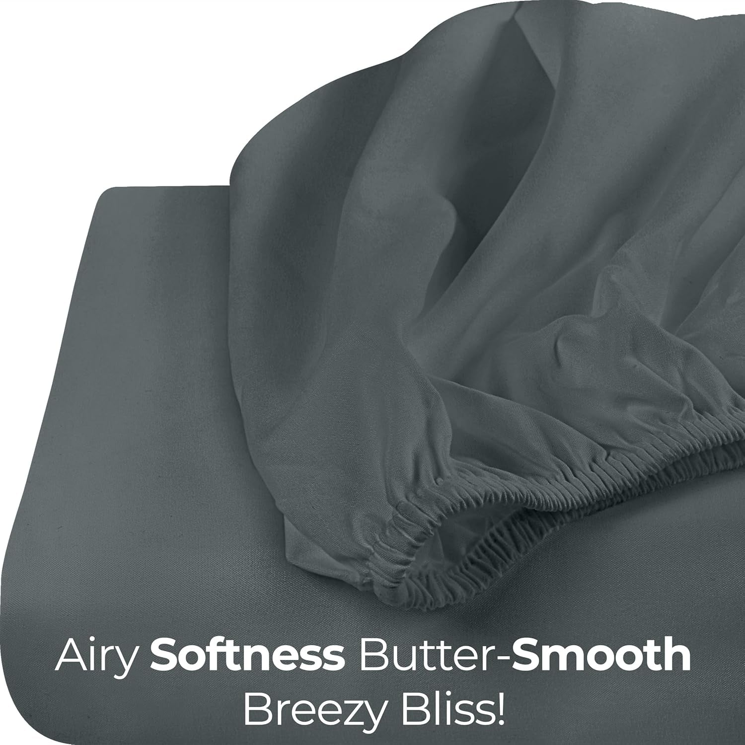 Queen Fitted Sheet - Bottom Sheet - Deep Pocket - Soft Microfiber - Shrinkage and Fade Resistant - Easy Care -1 Fitted Sheet Only (Grey)