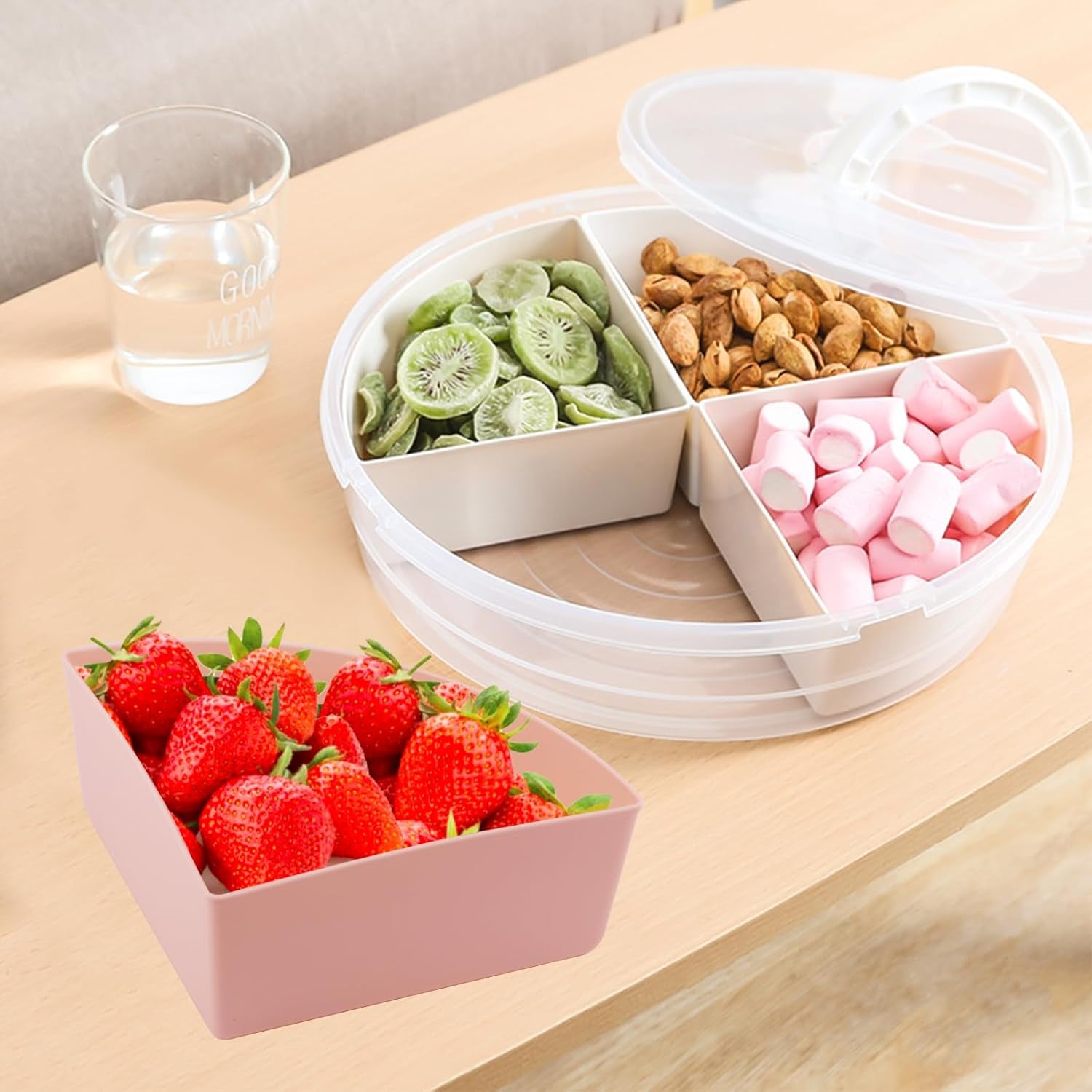 2Inch Portable Pie Carrier with Lid and Cupcake Muffin Tart Cookie Fruit Snacks Keeper Food, Pie Carrier round Pizza Holder Reusable Pie Keeper