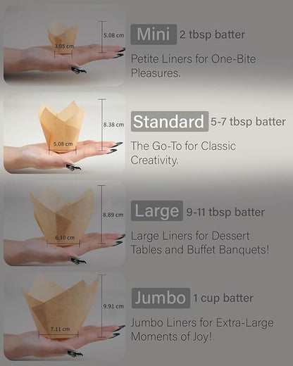 50Pcs Natural Cupcake Baking Cups, Heavy Duty Parchment Paper Cupcake Liners 3.5Oz for Muffin, Dessert.