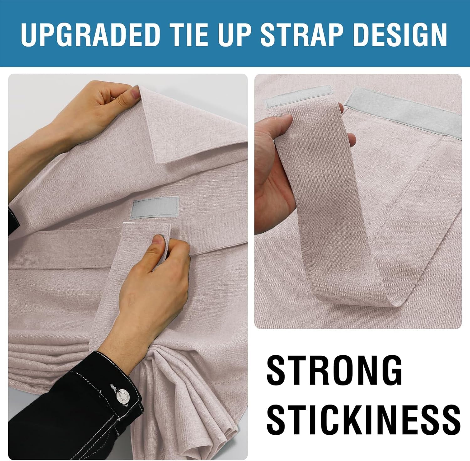 Door Curtains for Door Window, Faux Linen French Door Curtains for Privacy, Tie up Shades Front Door Curtain for Glass Window Covering, Heather Sand, 26’’ X 68’’, 1 Panel