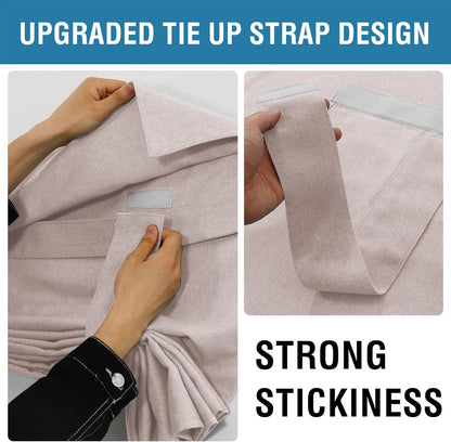 Door Curtains for Door Window, Faux Linen French Door Curtains for Privacy, Tie up Shades Front Door Curtain for Glass Window Covering, Heather Sand, 26’’ X 68’’, 1 Panel