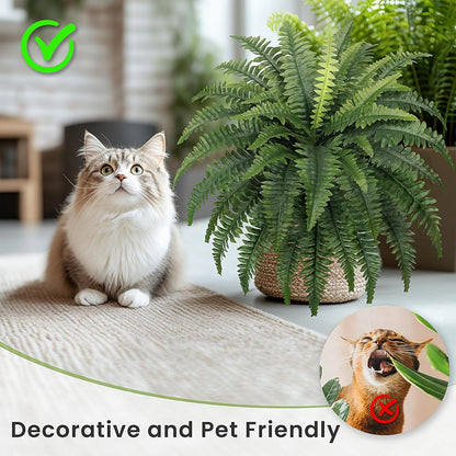 35" Ferns Artificial Bush Plants Large, 2 Artificial Boston Ferns with 39 Fronds for Outdoors Home Decor