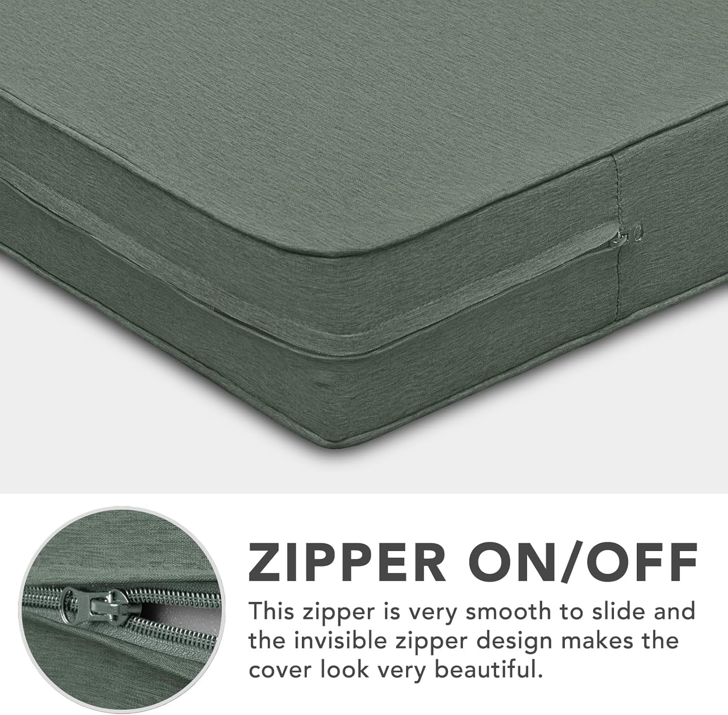 Patio Cushion Covers 22X20X4 Inch 4 Pack, Linen Look Outdoor Water Resistant Chair Seat Cushion Slipcover with Zipper for Outdoor Furniture, Covers Only! Sage Green
