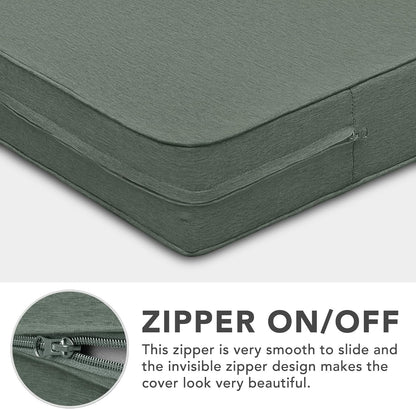 Patio Cushion Covers 22X20X4 Inch 4 Pack, Linen Look Outdoor Water Resistant Chair Seat Cushion Slipcover with Zipper for Outdoor Furniture, Covers Only! Sage Green