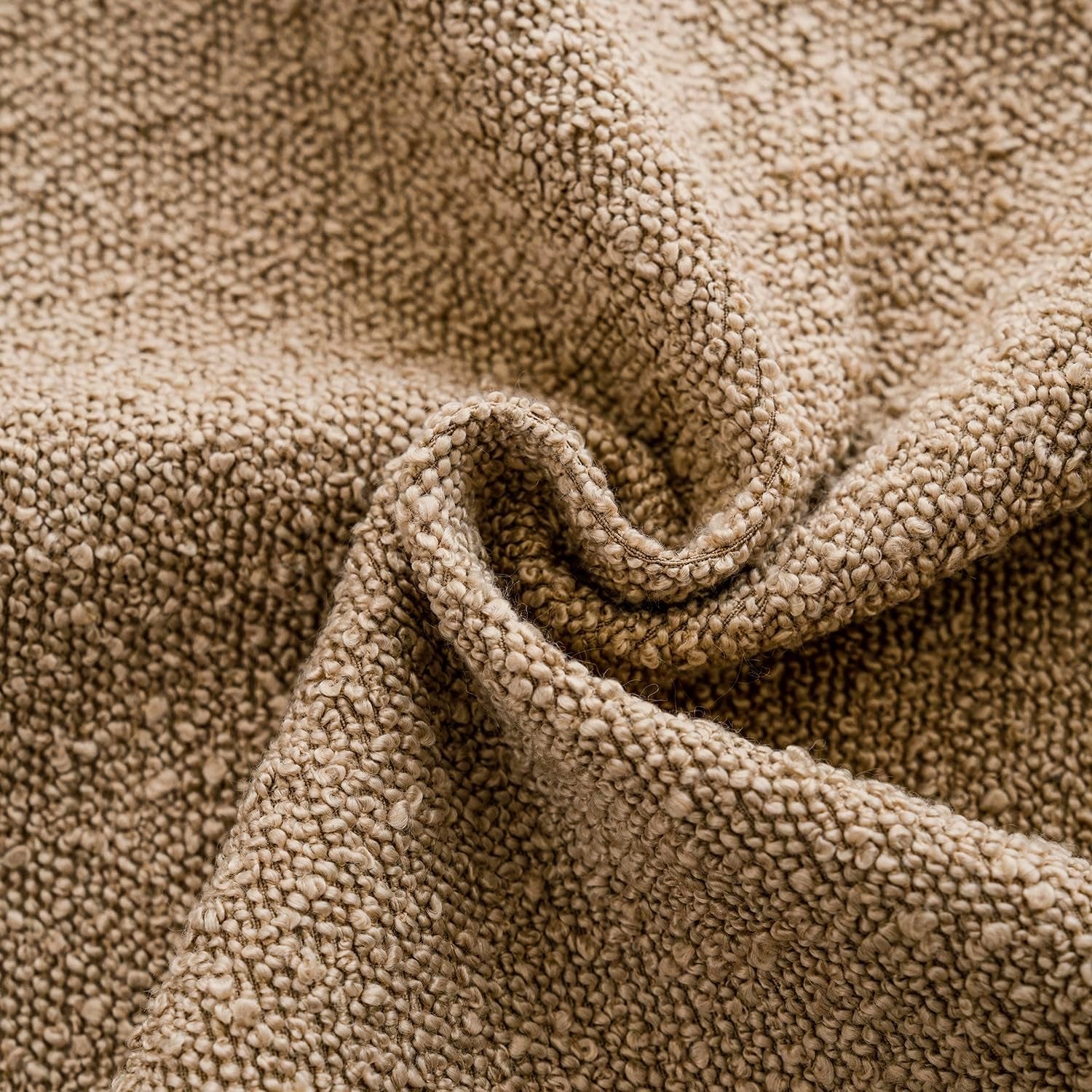 Textured Boucle Throw Pillow Covers Accent Solid Lumbar Pillow Cases Cozy Soft Decorative Couch Cushion Case for Chair Sofa Bedroom Living Room Home Decor, 12 X 20 Inch,Taupe Khaki Camel