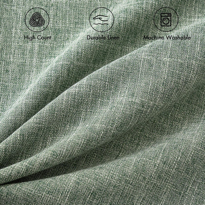 Set of 2 Sage Green Decorative Linen Burlap Pillow Covers for Farmhouse Boho Style, 16x16 Inch Accent Pillowcases for Sofa, Car, Couch, and Bedroom Decor