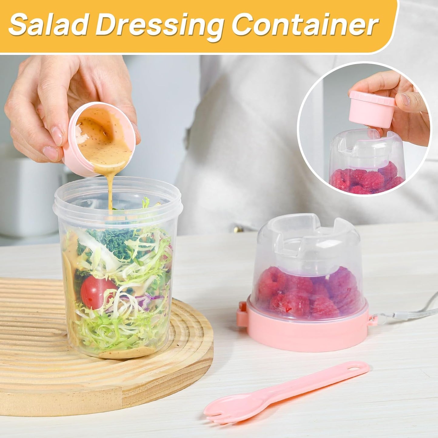 4 Pack 27Oz Yogurt Parfait Cups with Lids and Spoons, Overnight Oats Containers, Reusable Topping Compartment for Breakfast with Yogurt, Cereal or Oatmeal On-The-Go