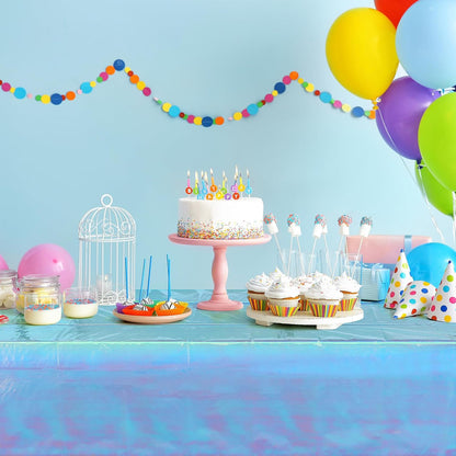 3 Pack Iridescent Blue Plastic Tablecloth,Shiny Blue Disposable Laser Rectangle Table Covers,Blue Holographic Foil Tablecloth Party Decorations for Birthday,40X108''