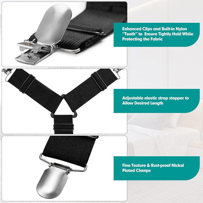 Sheet Keeper Straps Bed Sheet Holder for Corners Bedsheet Stays Suspender Clips Fitted Sheet Holder Garters Fasteners Mattress Clamps