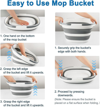 Collapsible Mop Bucket with Handle for Cleaning, 16L(4.2 Gallon) Silicone Square Mopping Bucket for Windows Cleaning or Car Washing, Cleaning Supplies Organizer Plastic Bucket for Storage