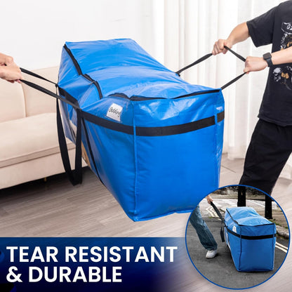 69 Gallon Extra Large Storage Bags, XXL Blue Heavy Duty Moving Bags for Storage with Visible Window, Wrap around Handles, Totes for Space Saving, Alternative to Moving Boxes (2 Pack)