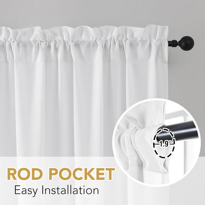 Sheer Curtains 63 Inches Long Non-See-Through Farmhouse Curtains for Living Room Light Filtering Semi Sheer Panels for Bedroom Privacy Window Drapes 2 Panels Rod Pocket, White