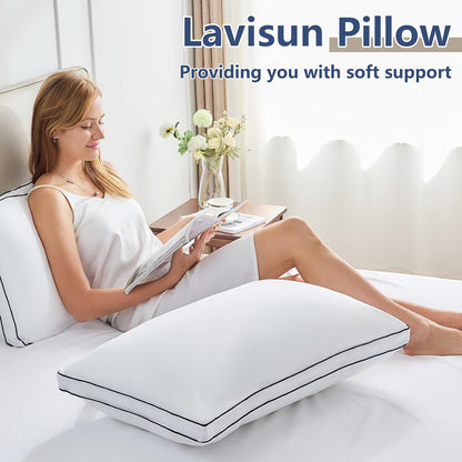 Pillows Queen Size Set of 2, Soft and Supportive 3D down Alternative Bed Pillow for Sleeping 2 Pack White, Luxury Hotel Quality Gusseted Bedding Pillow for Back, Stomach or Side Sleepers 18X28