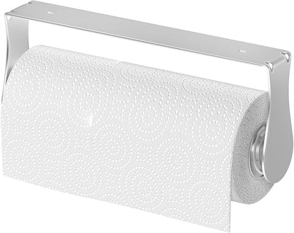 Paper Towel Holder under Cabinet, Wall Mount, One-Handed Tear, Stainless Steel, Silver, Paper Roll Holder for Kitchen Bathroom Farmhouse Essentials Decor Accessories