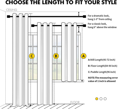 Black Blackout Curtains for Bedroom Living Room 63 Inches Long 2 Panels, Thermal Insulated Room Darkening Drapes Solid Grommet Top Noise Reduction Light Blocking Halloween Window Treatments