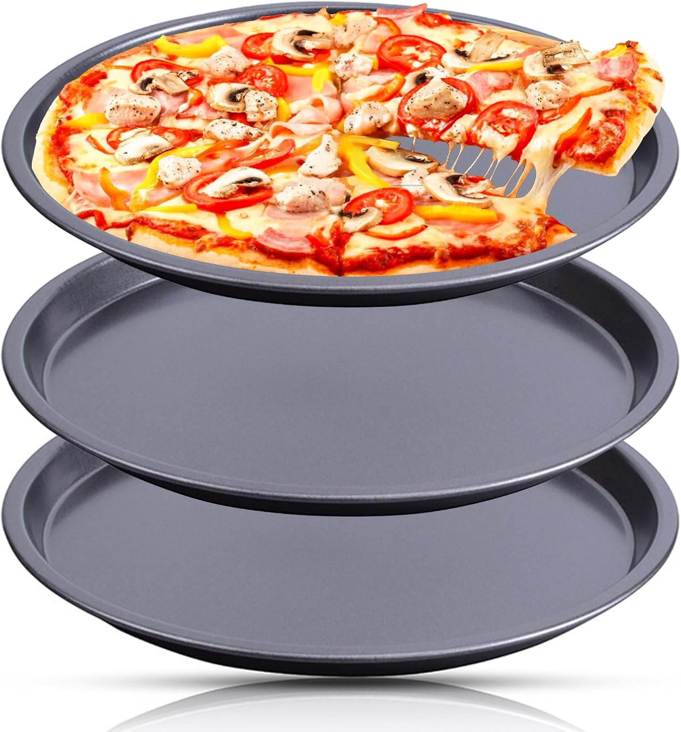9Inch Black Non-Stick Dish Pizza Pan-Baking Pan Pizza Baking Tray- Heavy-Duty Pizza Dish Non-Stick Baking Sheet for Oven (3)