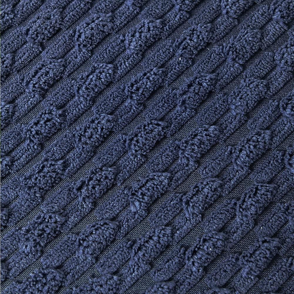 Set of 2 Navy Blue Decorative Throw Pillow Covers 18X18 Inch with Pom-Poms for Couch Bedroom Living Room, Modern Farmhouse Boho Home Decor, Soft Plush Corduroy Cute Cushion Case 45X45 Cm