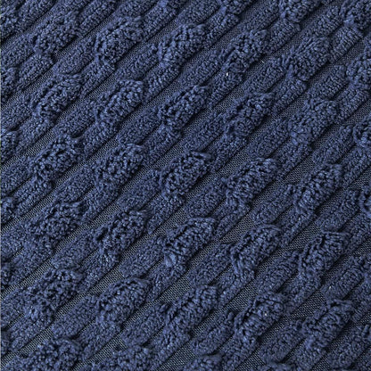 Set of 2 Navy Blue Decorative Throw Pillow Covers 18X18 Inch with Pom-Poms for Couch Bedroom Living Room, Modern Farmhouse Boho Home Decor, Soft Plush Corduroy Cute Cushion Case 45X45 Cm