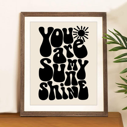 You Are My Sunshine Wall Art, Baby Shower Gift, Baby Room Decor, Sun Nursery Art, Cute Baby Wall Art, Newborn Baby Gift, Black and White, Unframed (11X14 INCH)