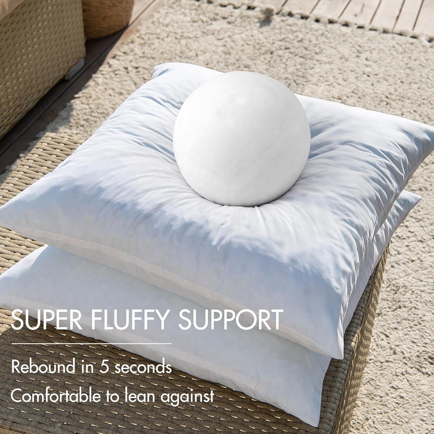 12 X 20 Outdoor Pillow Inserts - Set of 2 Premium Water Resistant Throw Pillows Shredded Memory Foam Cooling Filler - Lumbar Decorative Couch Stuffer Sham for Patio Funiture