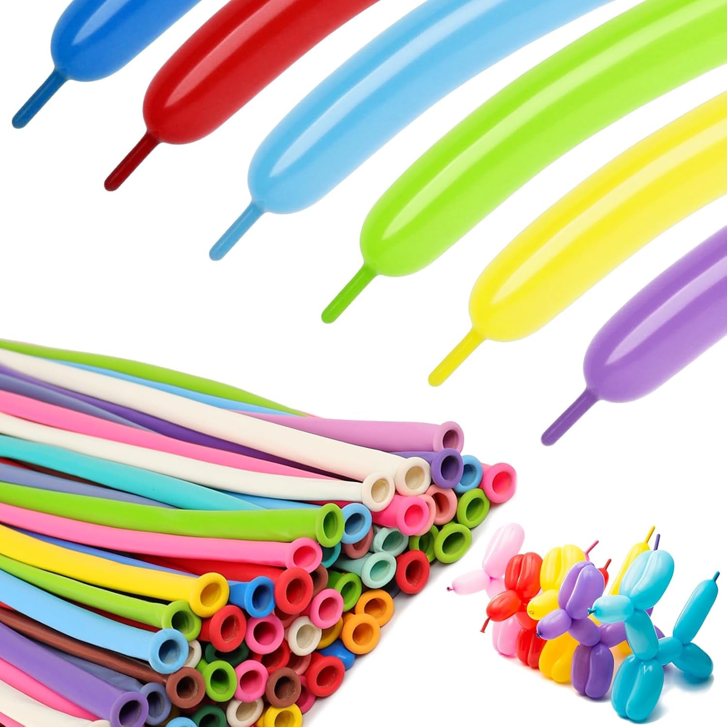 260 Balloons - Multi Long Balloons for Tying Balloon Arch, 100Pcs Twisting Balloon for Animal Modeling & Birthday Party Decorations