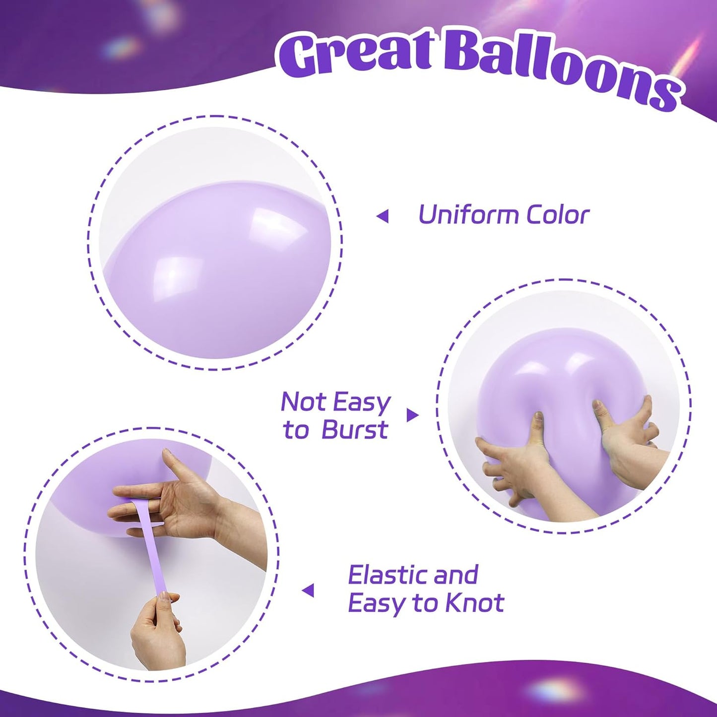 60Pcs Purple Balloons 12Inch with Metallic Pastel Dark Purple Confetti Balloons for Purple Birthday Wedding Baby Shower Party Decorations