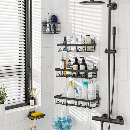 2Pack Flat Hook Shower Caddy, No Drilling Adhesive Shower Hooks
