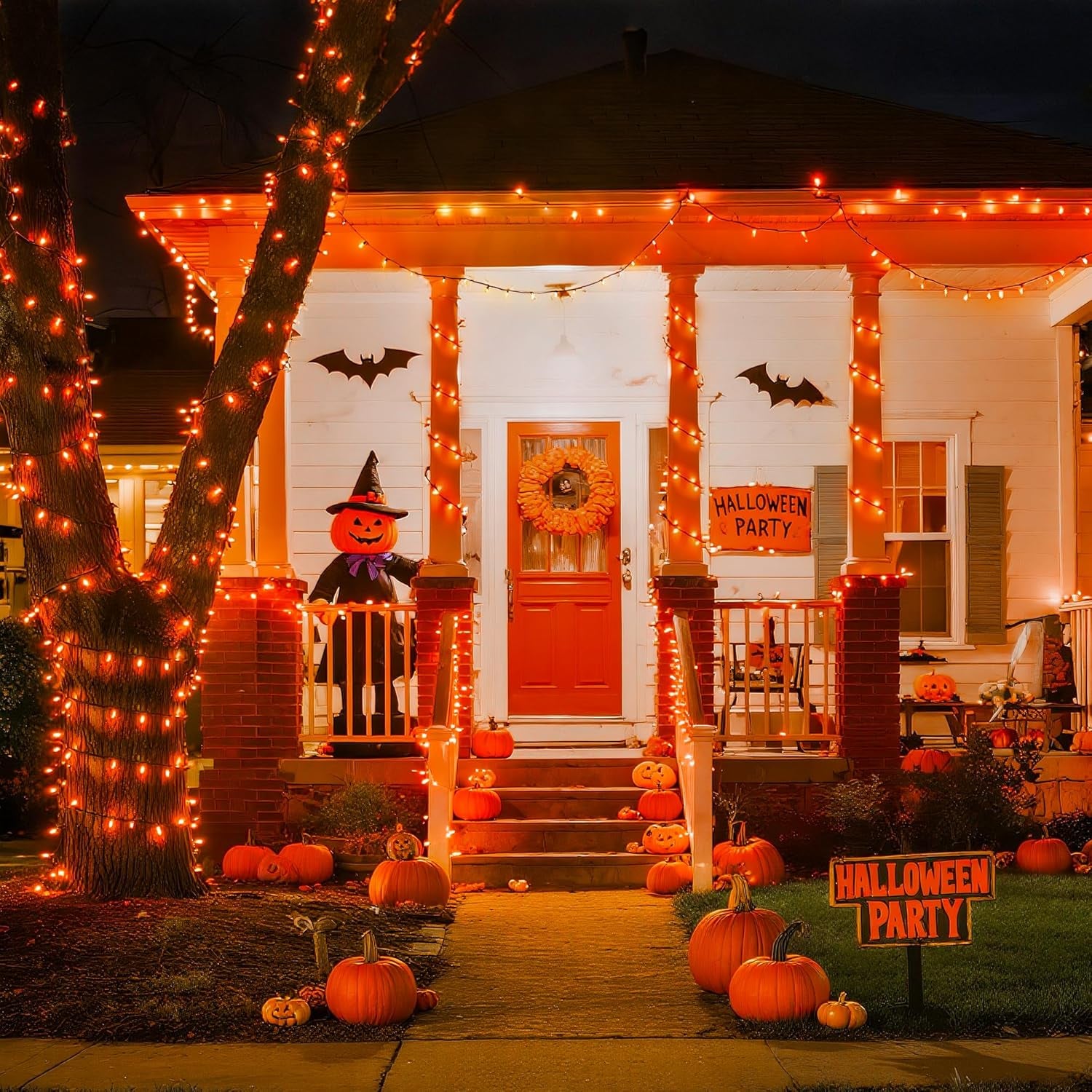 500 LED Orange Halloween Lights Outdoor, 173Ft Halloween String Lights Plug In, Waterproof 8 Modes Orange LED Light for Party House Tree Fall Thanksgiving Decorations